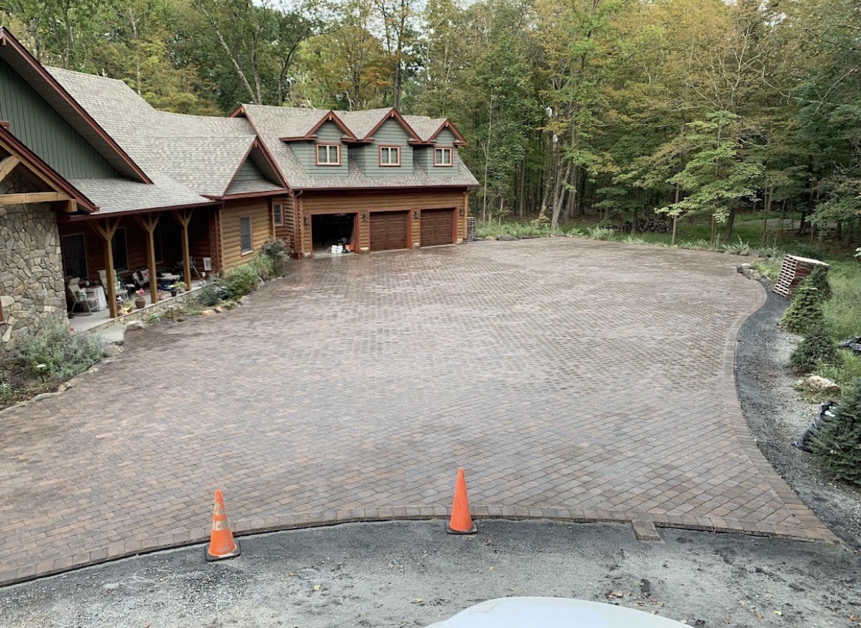 Large paver driveway installation